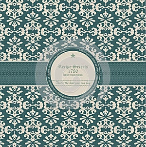 Seamless wallpaper pattern with label - Vector