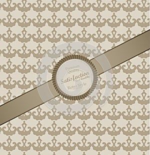 Seamless wallpaper pattern with label - Vector