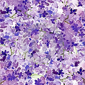 Seamless watercolor background lilac flowers