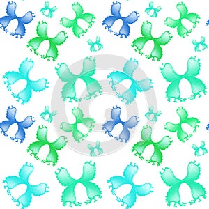 Seamless watercolor blue, green, turquoise butterfly pattern  isolated. Watercolor illustration for wrapping paper, background,