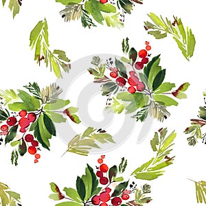 Seamless watercolor Christmas pattern