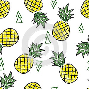 Seamless watercolor contrast pineapple pattern