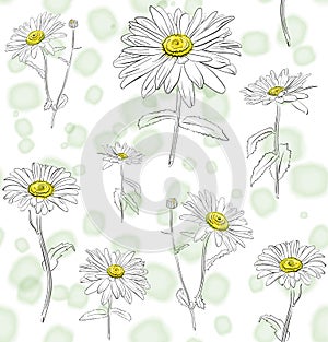 Seamless watercolor flowers arrangement