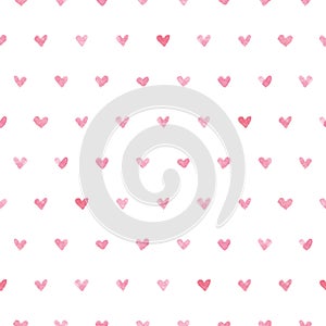 Seamless watercolor heart pattern. Vector