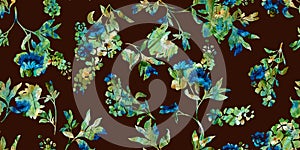 Seamless watercolor painted floral pattern