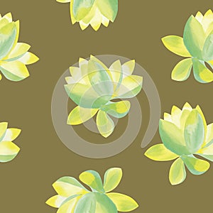 Seamless watercolor painting Lotus flower