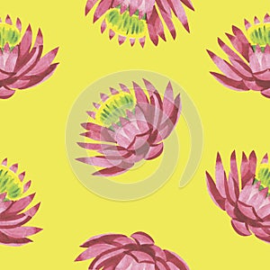 Seamless watercolor painting Lotus flower