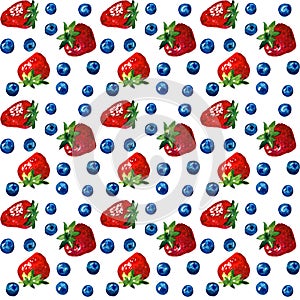 Seamless watercolor pattern with berries
