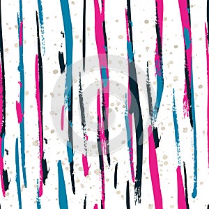 Seamless watercolor pattern with colorful vertical stripes. Vector background