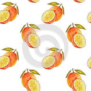 Seamless watercolor pattern oranges