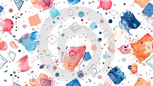 A seamless watercolor pattern with organic shapes and hand drawn elements. AIG51A