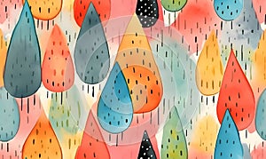 Seamless watercolor pattern with raindrops. Vector illustration