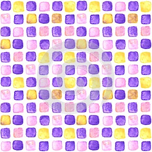 Seamless watercolor pattern with squares