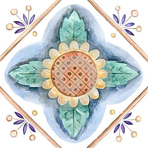 Seamless watercolor pattern. Pattern for tiles, fabrics, etc. photo