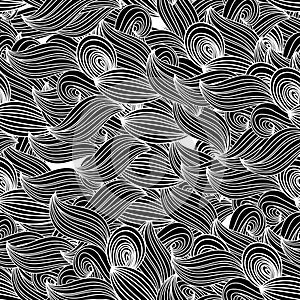Seamless wave background black and white wave patterns seamlessly tiling. vector