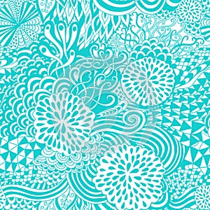 Seamless wave hand-drawn pattern, waves background (seamlessly tiling).