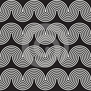Seamless wavy lines pattern. Repeating vector texture. Stylish stripes background. Contemporary graphics with parallel