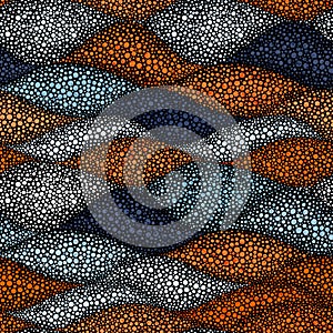 Seamless wavy pattern. Pointillism style ornament. Grunge texture. Vector illustration photo