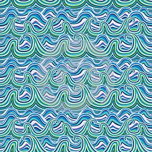 Seamless wavy pattern. Vector illustration wave, river ocean, wallpaper, ornament,