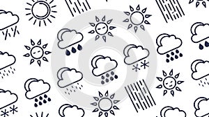 Seamless Weather Doodle Pattern, Clouds & Rain, vector design Generative AI