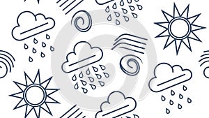 Seamless Weather Doodles Pattern, Sun, Rain & Cloud, vector design Generative AI