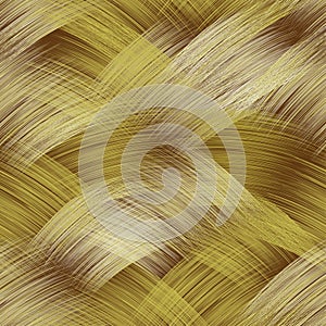 Seamless webbed pattern with grunge stripe intersecting arc elements in yellow, white colors on brown background