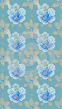 Seamless whimsical watercolor roses pattern, AI-Generated