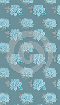 Seamless whimsical watercolor roses pattern, AI-Generated