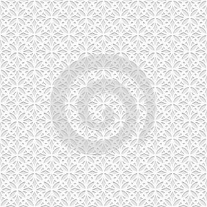 Seamless white 3D pattern, arabic motif