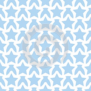 Seamless white blue pattern with stars