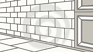 Seamless White Brick Wall Texture Background, vector design Generative AI