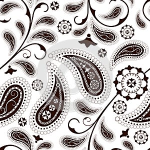 Seamless white-brown floral pattern