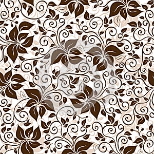 Seamless white-brown floral pattern