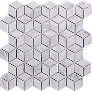 Seamless white diamond-shaped marble Mosaic pattern