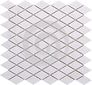 Seamless white diamond shaped marble Mosaic pattern