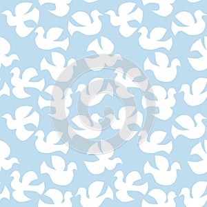 Seamless white doves flying