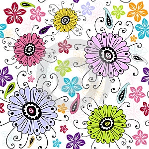 Seamless white floral pattern