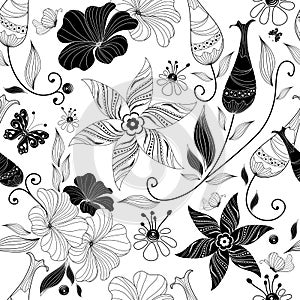 Seamless white floral pattern