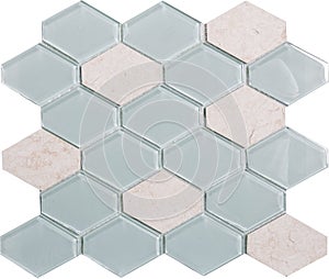 Seamless white hexagon marble and glass Mosaic pattern