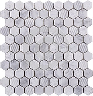 Seamless white hexagon marble Mosaic pattern