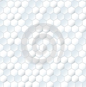 Seamless white mesh honeycomb pattern. Plain textured 3d grid print for walls and floor. Simple mosaic background vector