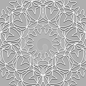 Seamless White oriental pattern. Islamic background. Arabic linear texture