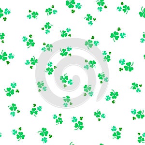 Seamless white pattern of leaf clover. St.Patrick s Day. Vector illustration