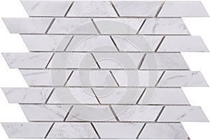 Seamless white trapezoidal marble Mosaic pattern