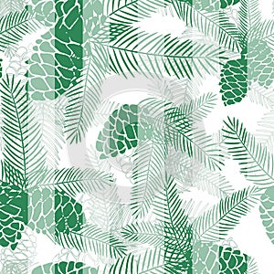 Seamless winter Christmas pine cones pattern