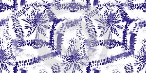 Seamless Winter Design. Creative Boho Bohemian Tile. Washed Effect. Abstract Textile Print Repeat. Tie and Dye Indigo Background.