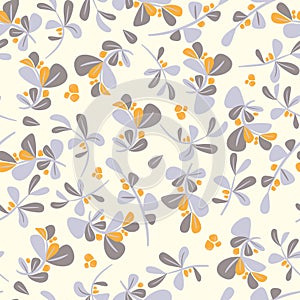 Seamless winter floral pattern. Flat vector Christmas background