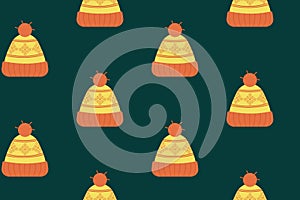 Seamless winter knitted hat christmas pattern