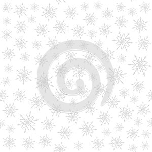 Seamless winter new year pattern with snowflakes on white