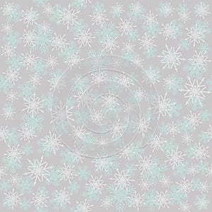 Seamless winter new year pattern with snowflakes on white